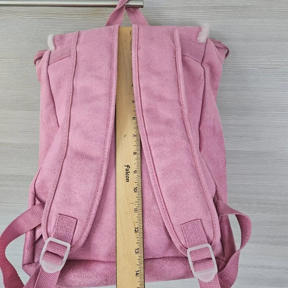 Supergirl Pink Faux Suede Backpack W/ Rhinestone Logo Furry Trim Bling Superhero - Picture 7 of 16